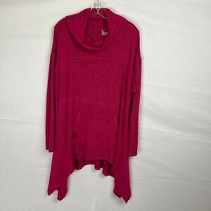 Cozy Cabincore Pink Fuchsia Cowl Neck Romantic Casual Tunic Top Livi Women 18/20